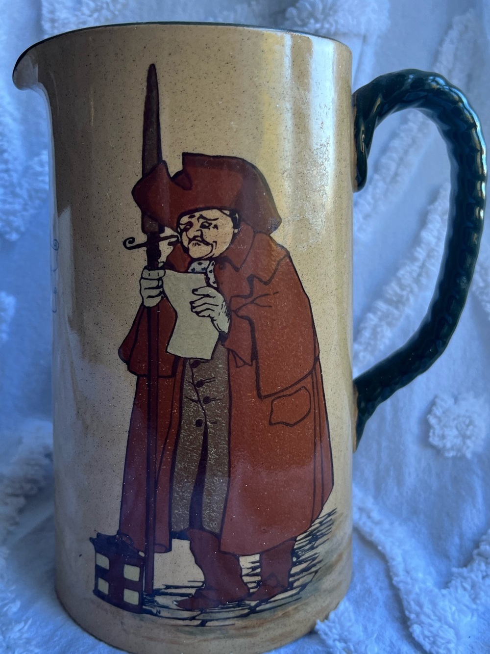 Antique Royal Doulton Night Watchman Pitcher, Tudor/Breda Shape
